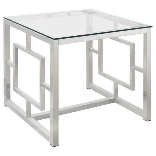 Merced - Square Tempered Glass Top End Table - Beige