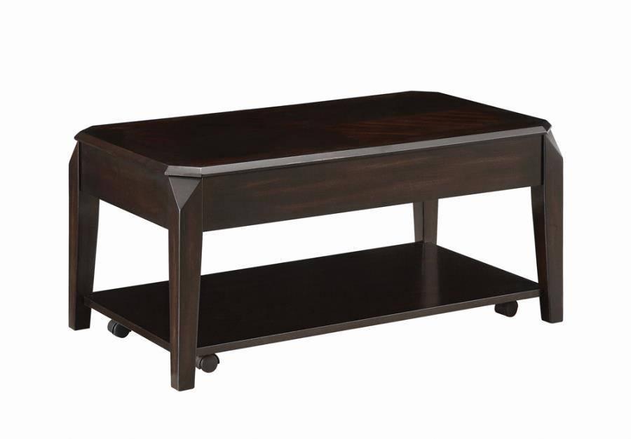 Baylor - Lift Top Coffee Table With Hidden Storage - Brown