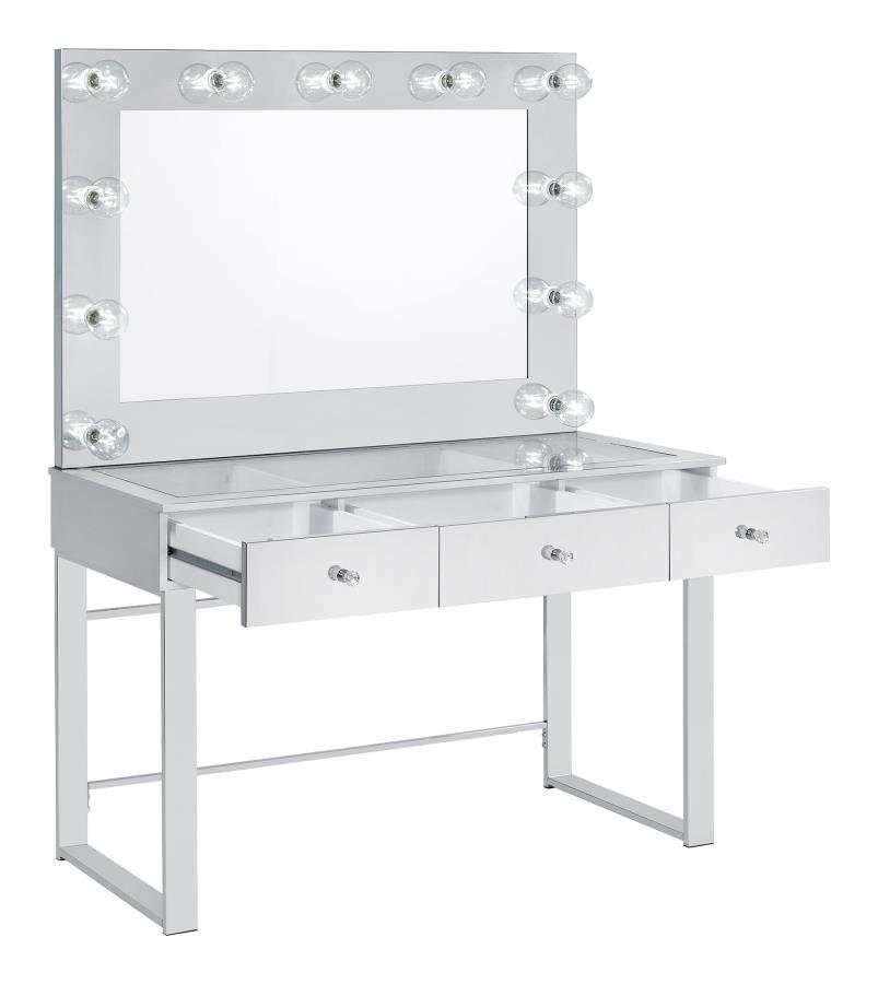 Umbridge - 3-Drawer Vanity With Lighting - Pearl Silver