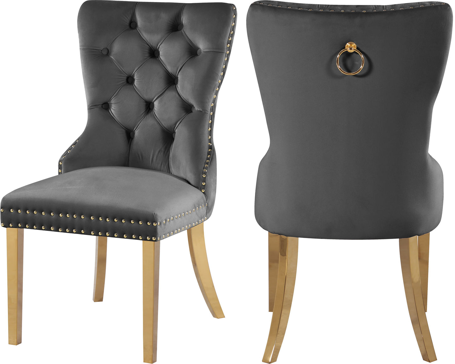 Carmen Velvet - Dining Chair with Gold legs (Set of 2)