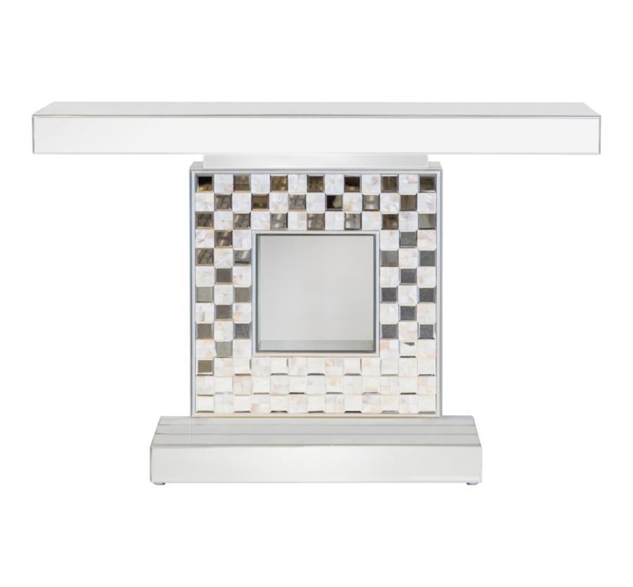 Claire - Checkerboard Square Base Console - White