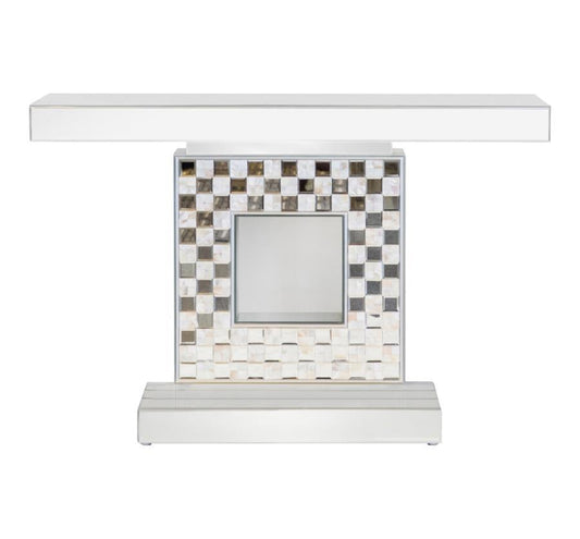 Claire - Checkerboard Square Base Console - White