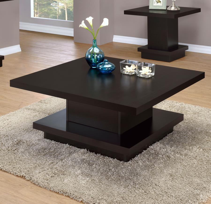 Reston - Pedestal Square Coffee Table - Brown