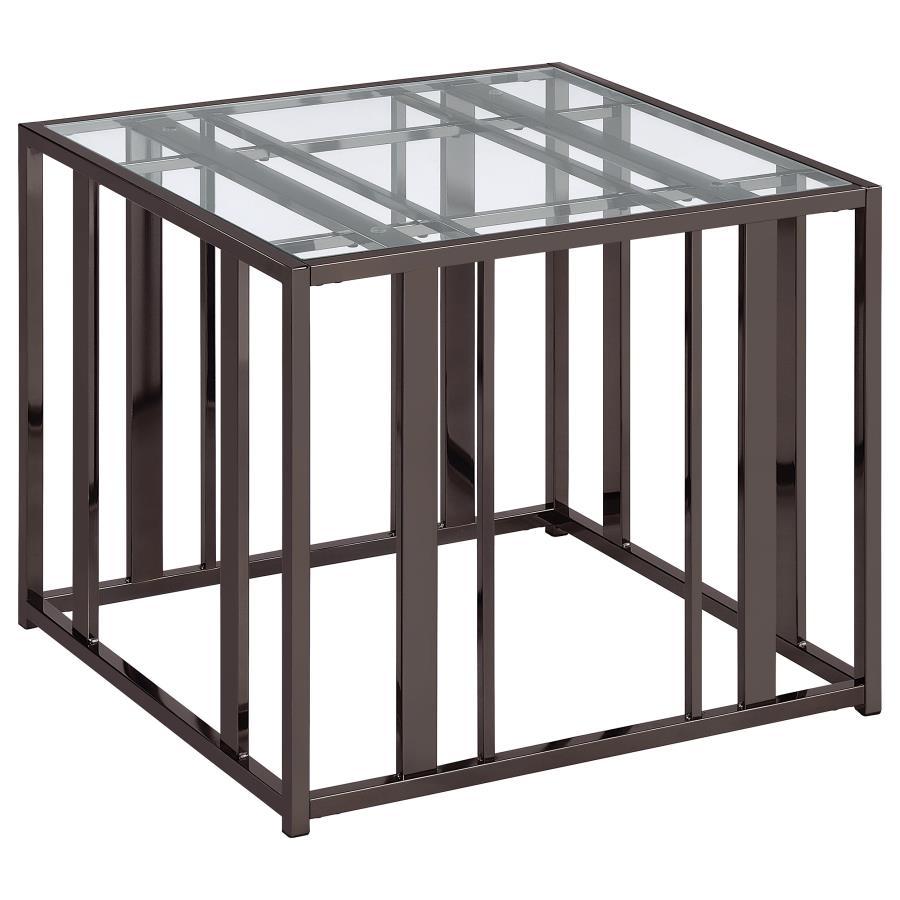 End Table - Clear / Black Nickel