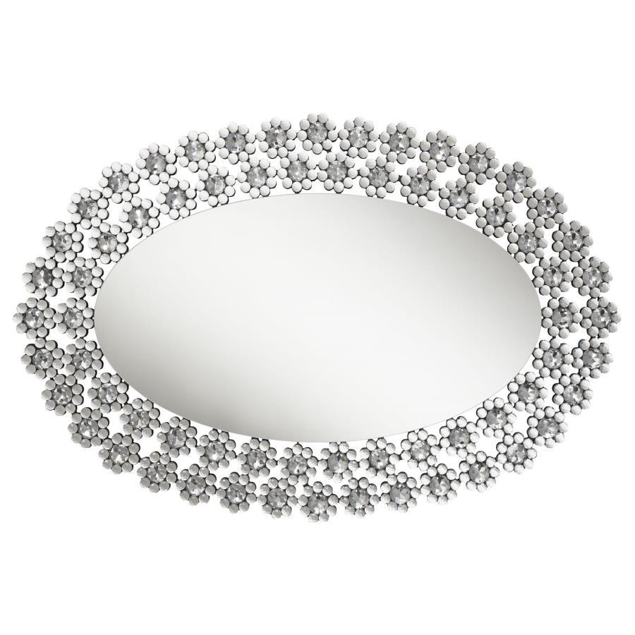 Colleen - Oval Accent Mirror - Pearl Silver