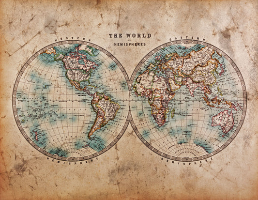 World Map - 60 x 45 Wall Art - Light Brown