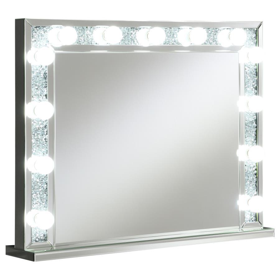 Wilmer - Rectangular Table Mirror With Lighting - Pearl Silver