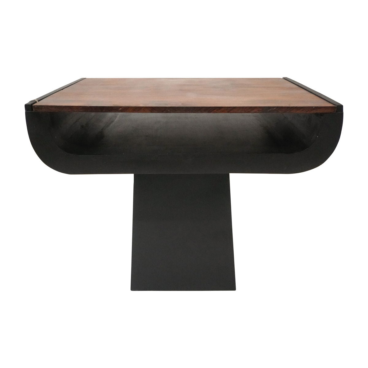 Wood 22" x 19" Modern Side Table - Black/Dk Brown