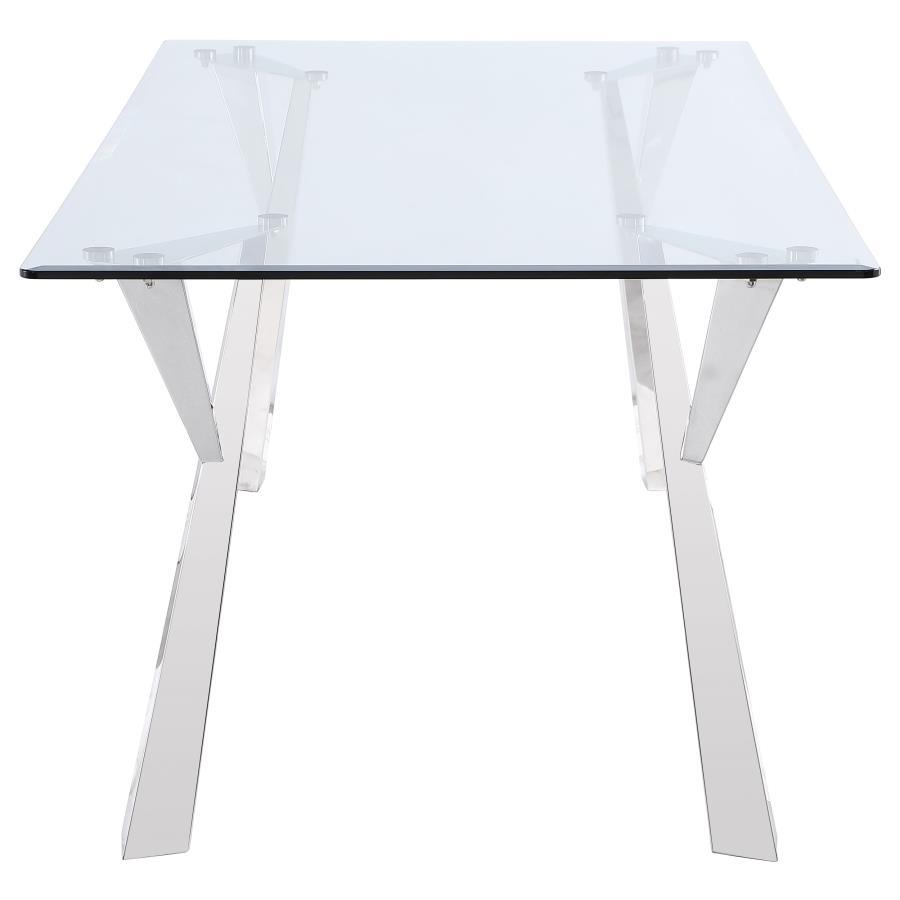 Alaia Round Glass Top Dining Table Clear and Chrome