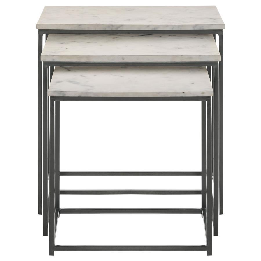 Caine - 3 Piece Marble Top Nesting Tables - White