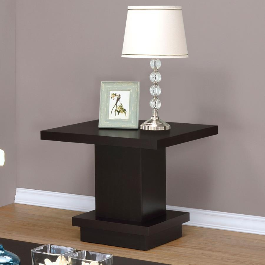 Reston - Pedestal Square End Table - Brown