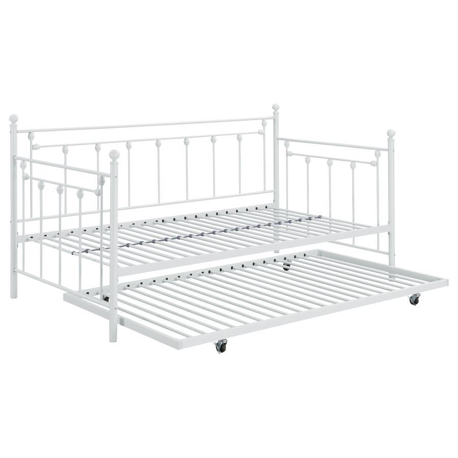 Nocus - Metal Twin Day Bed With Trundle - White