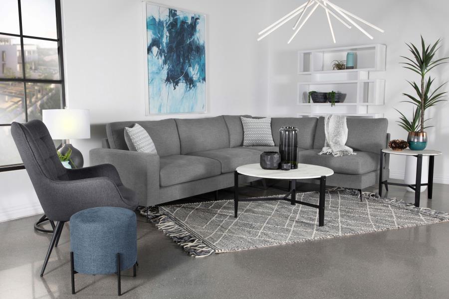 Clint Upholstered Sectional With Loose Back Grey