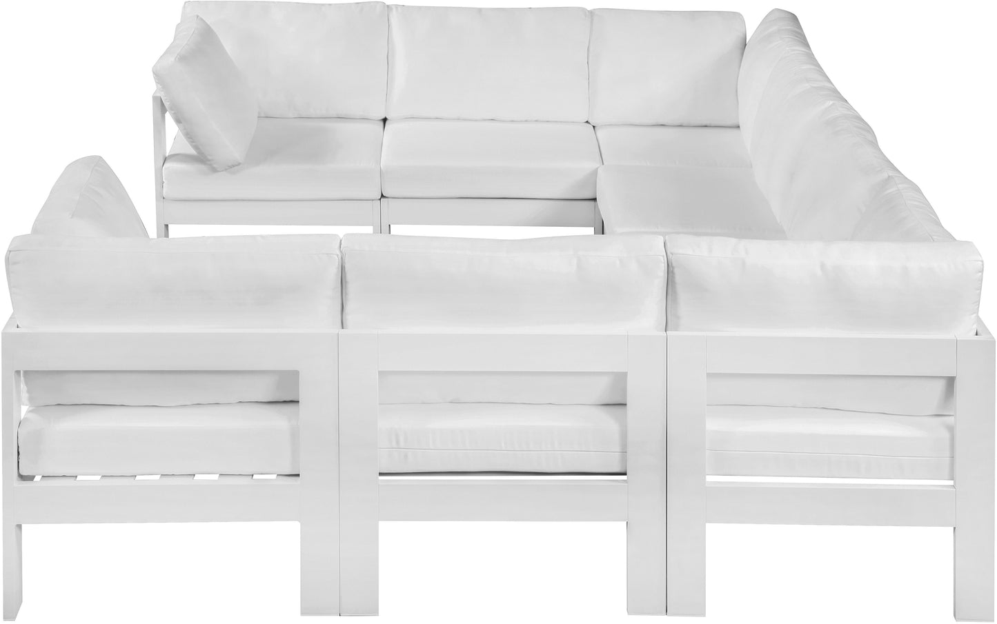 Nizuc - Outdoor Patio Modular Sectional 8 Piece - White - Metal