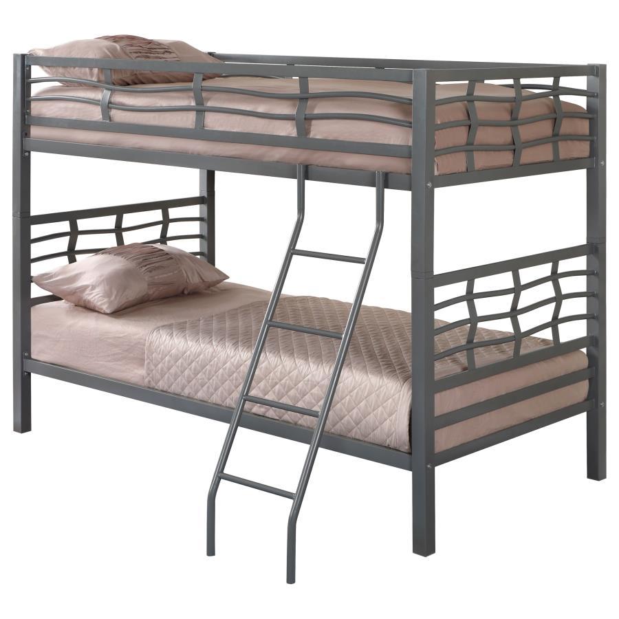 Fairfax - Twin over Twin Bunk Bed With Ladder - Gray