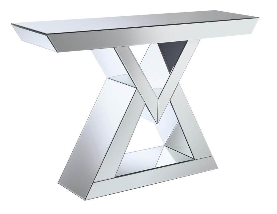 Cerecita - Console Table With Triangle Base - Pearl Silver