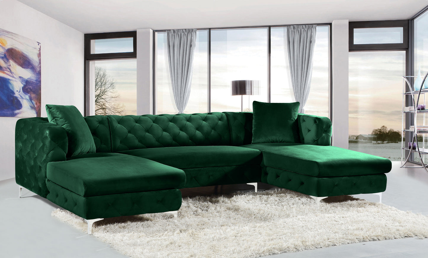 Gail Velvet- 3 Piece Sectional