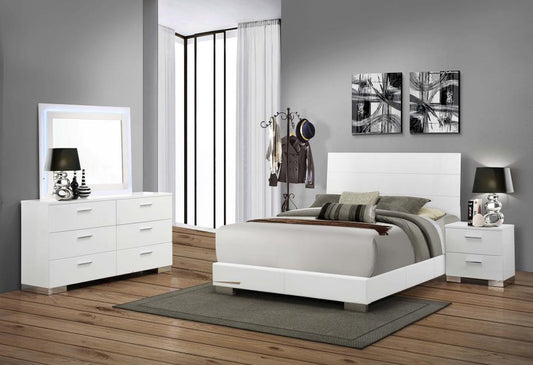 Felicity - Eastern King Bed 4 Piece Set - Glossy White