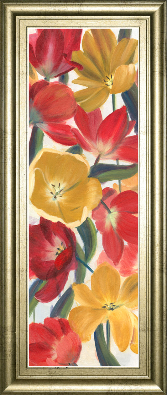 Tulip Array Panel I By Sandra Iafrate - Framed Print Wall Art - Red