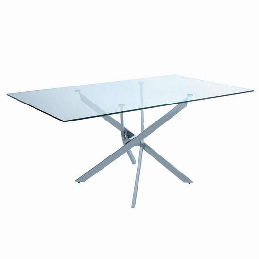 Carmelo - X-Shaped Dining Table - Pearl Silver