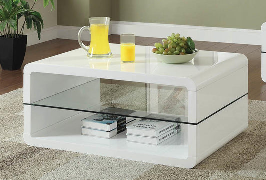 Elana - Rectangle 2-Shelf Coffee Table - White