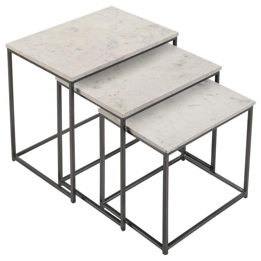 Caine - 3 Piece Marble Top Nesting Tables - White