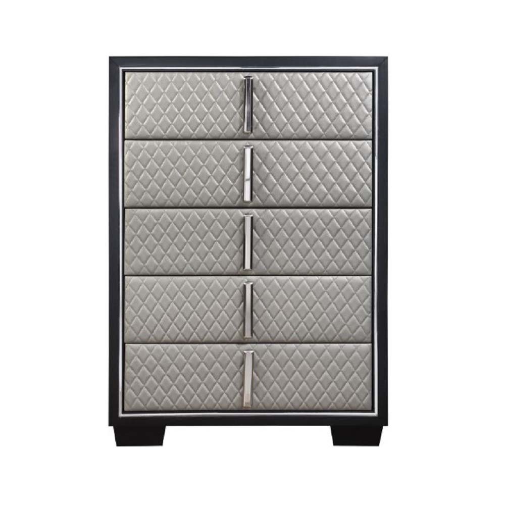 Nicola - Chest - Silver PU & Black Finish