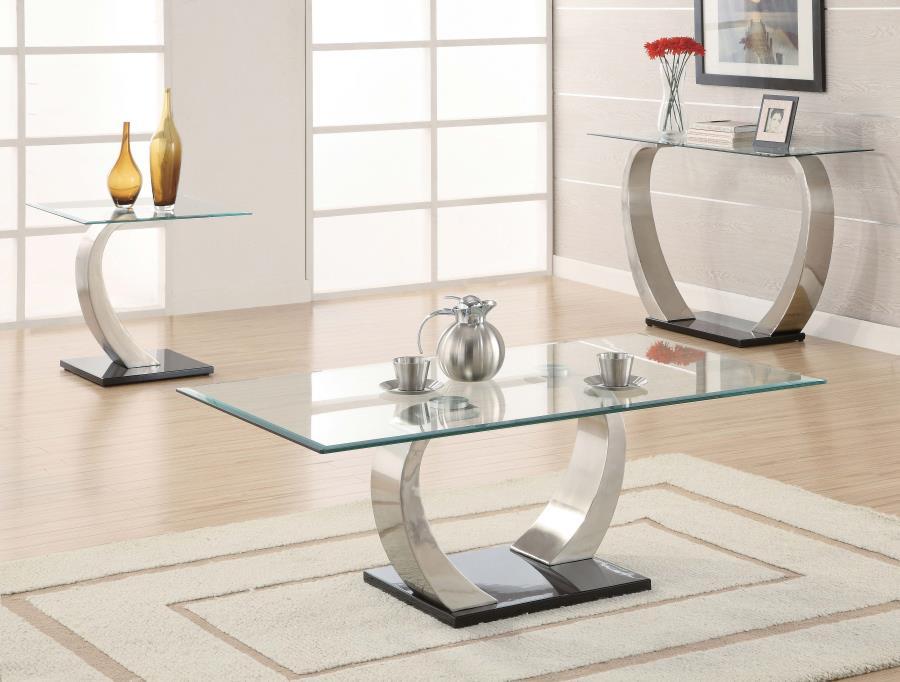 Pruitt - Glass Top End Table - Pearl Silver