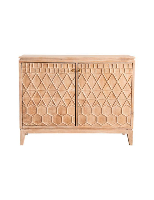 Eberto - 2-door Geometric Accent Cabinet - Beige