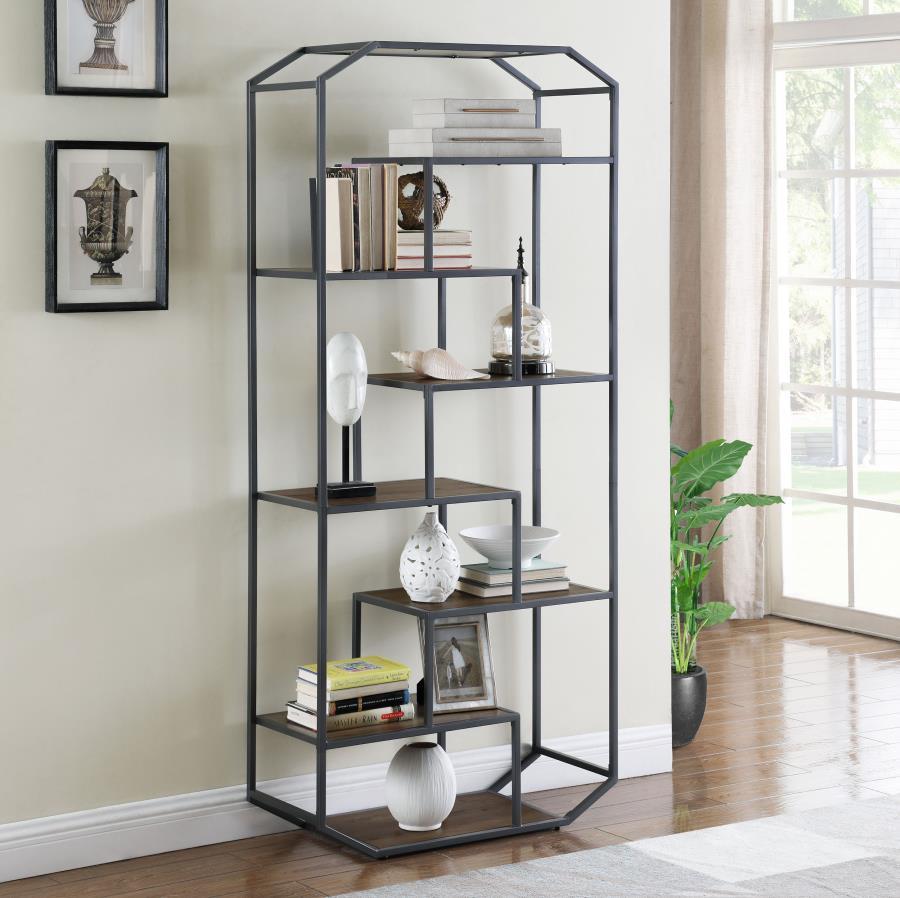 Leland - 6-Shelf Bookcase - Brown