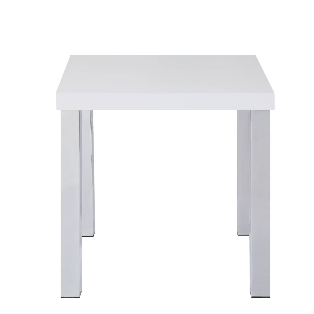 Harta - End Table - White High Gloss & Chrome