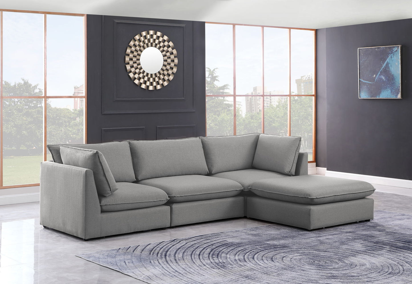 Mackenzie - Modular Sectional 4 Piece - Gray - Fabric