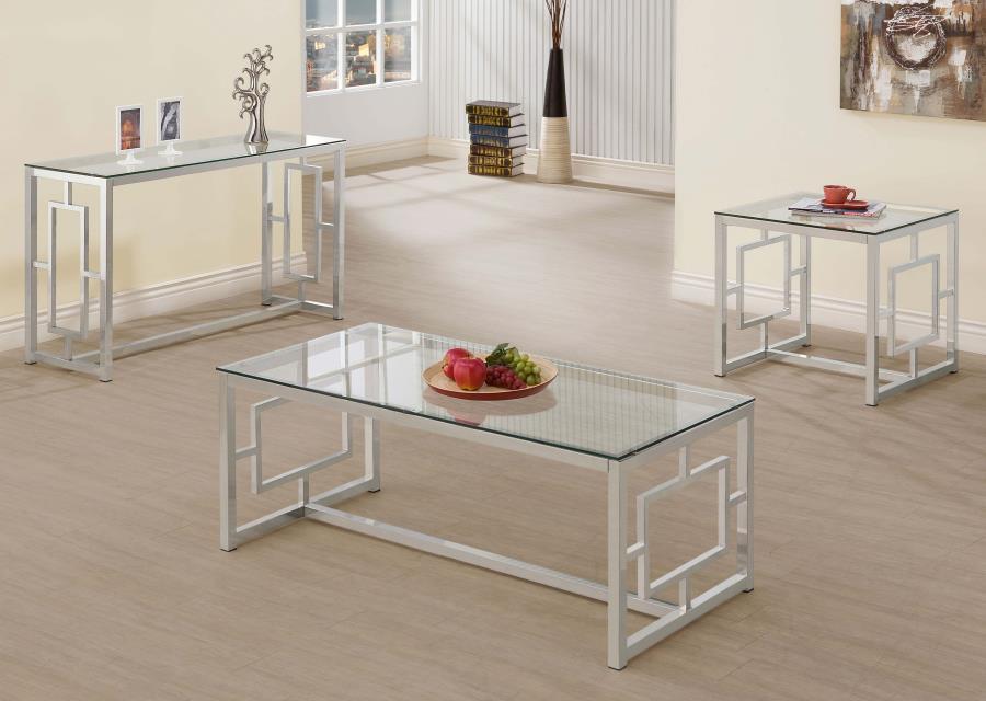 Merced - Rectangle Glass Top Sofa Table - Beige