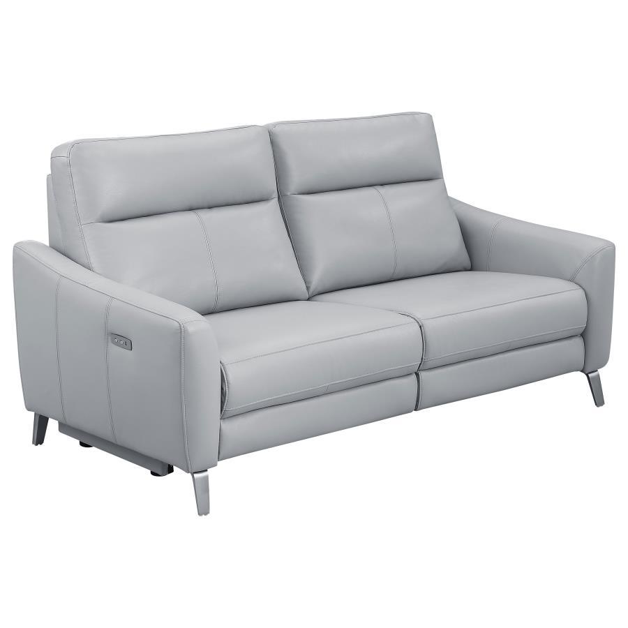 Derek - 3 Piece Power Reclining Living Room Sets - Pearl Silver