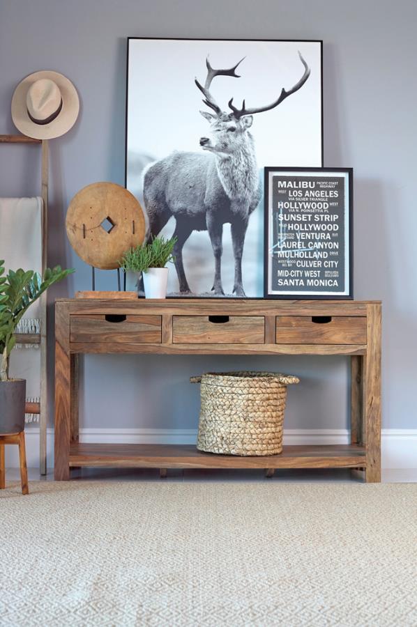 Esther - 3-Drawer Storage Console Table - Light Brown