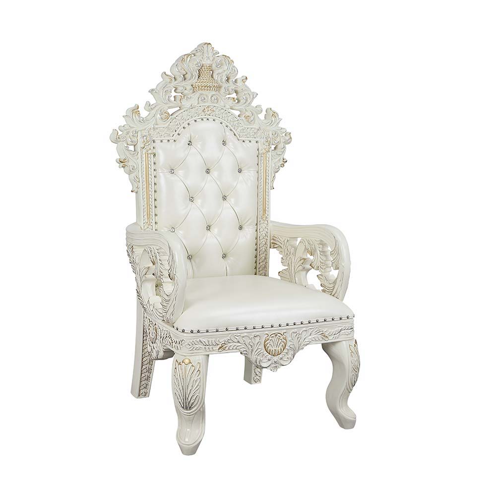 Adara - Dining Chair (Set of 2) - White PU & Antique White Finish