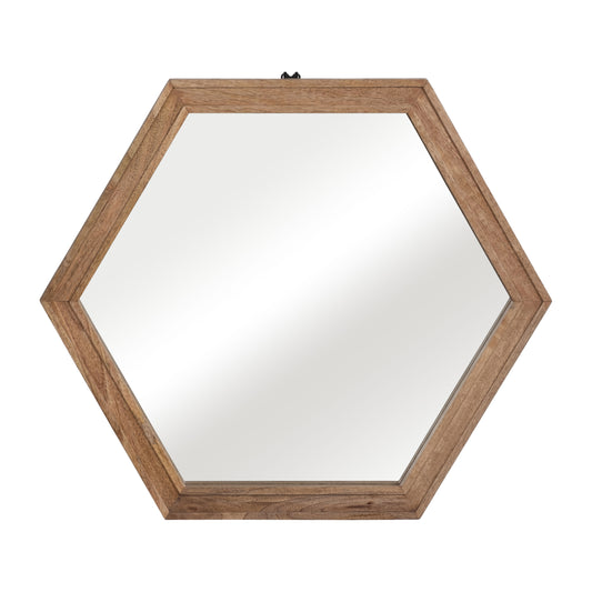 Wood Hexagonal Mirror 20" - Natural