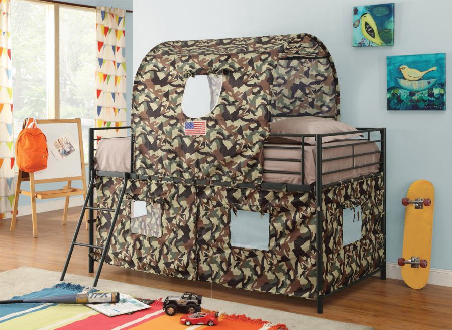 Camouflage - Tent Loft Bed With Ladder - Brown