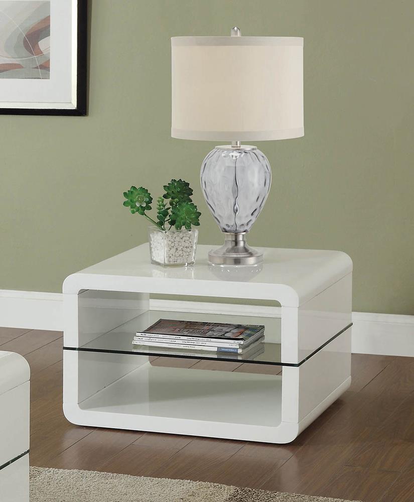 Elana - Square 2-Shelf End Table - White