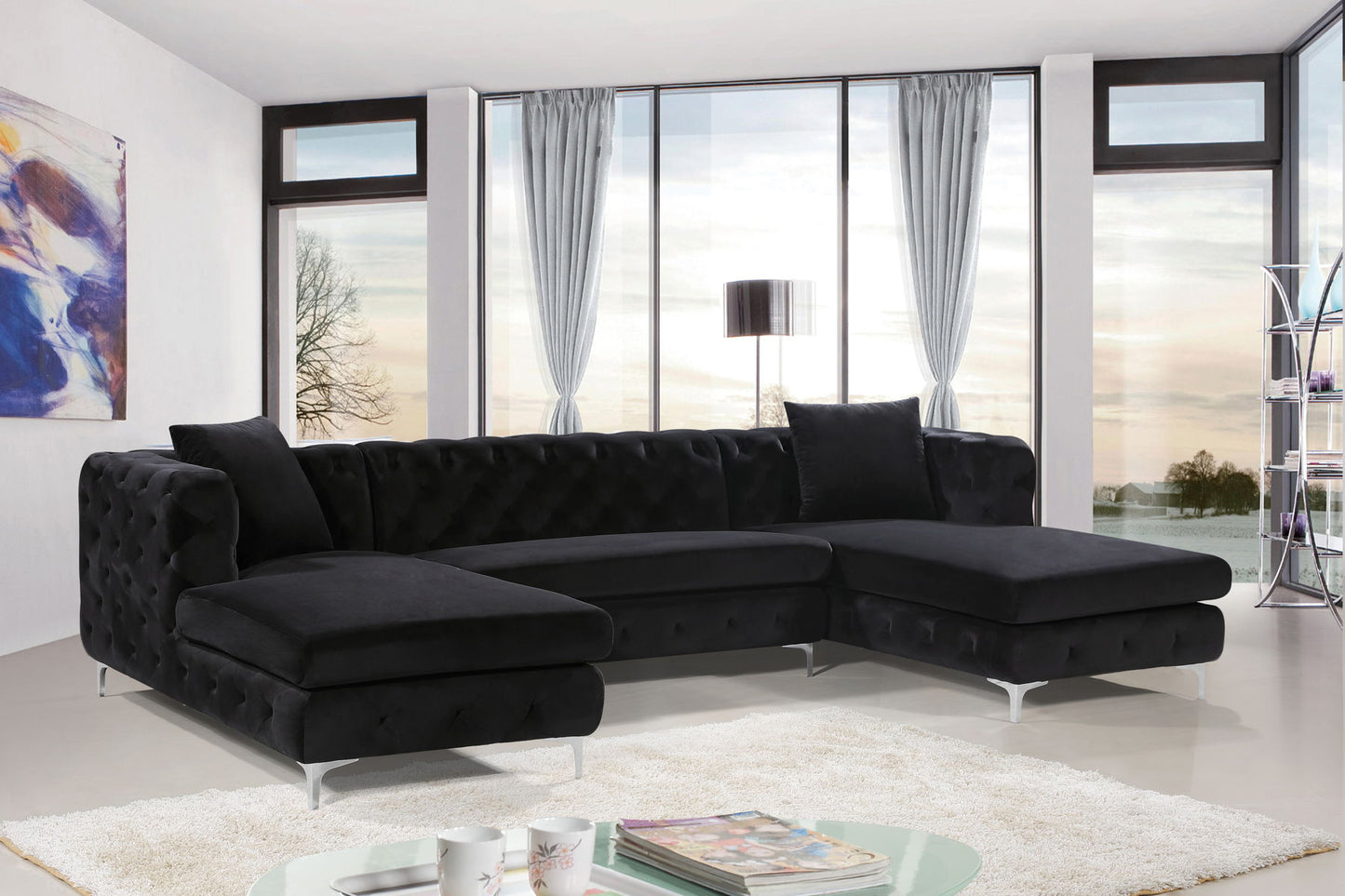 Gail Velvet- 3 Piece Sectional