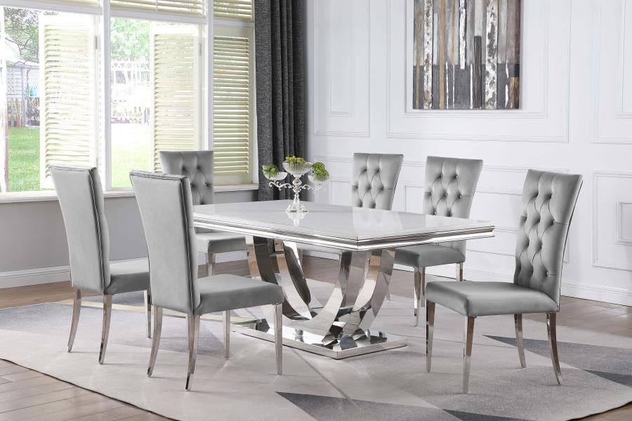 Kerwin - 7 Piece Dining Room Set - Pearl Silver