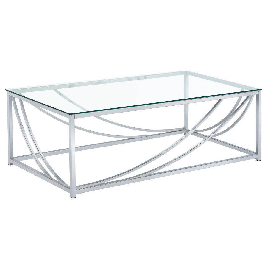 Lille - Glass Top Rectangular Coffee Table - Pearl Silver