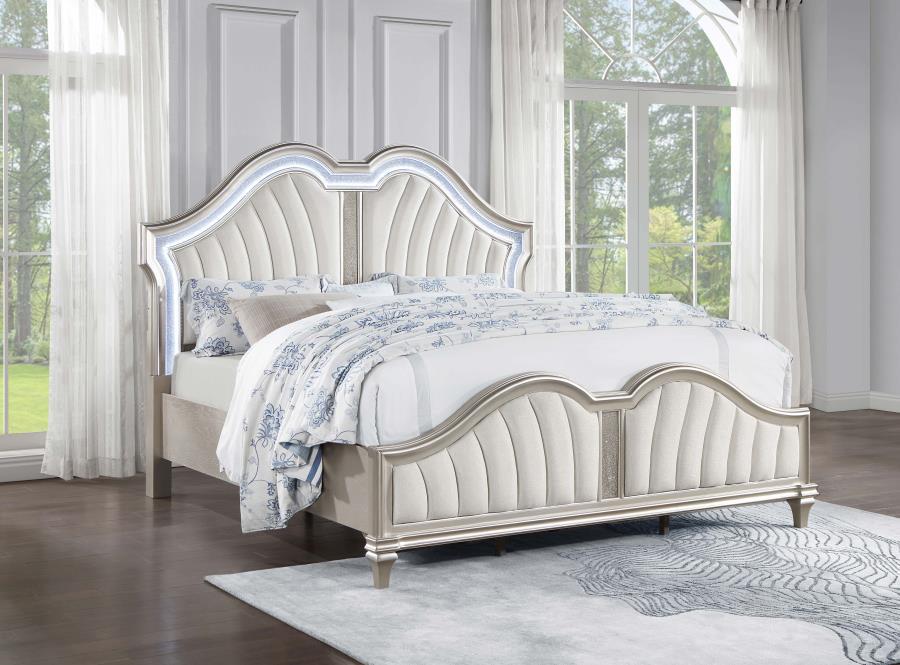 Evangeline - King Bed - Pearl Silver