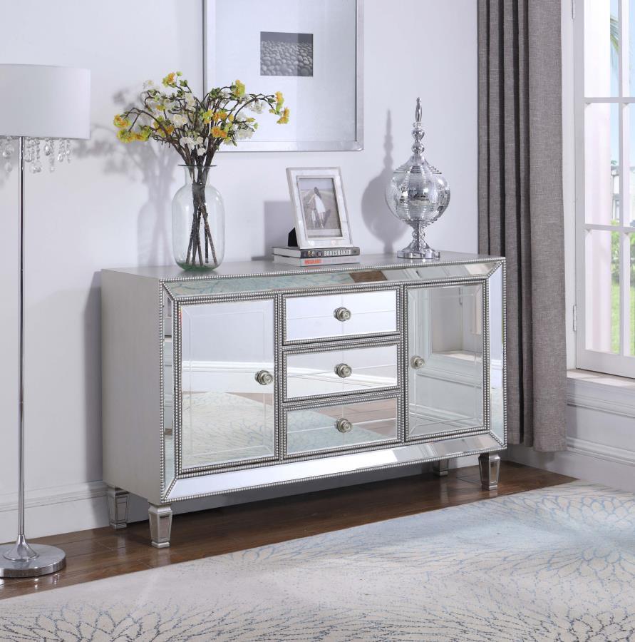 Leticia - 3-Drawer Accent Cabinet - Pearl Silver