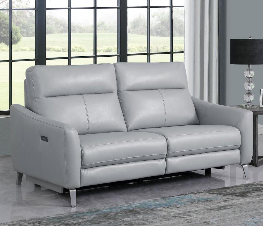 Derek - Power Sofa - Pearl Silver