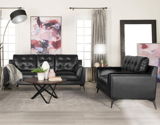 Moira - 2 Piece Living Room Set (Sofa And Loveseat) - Black