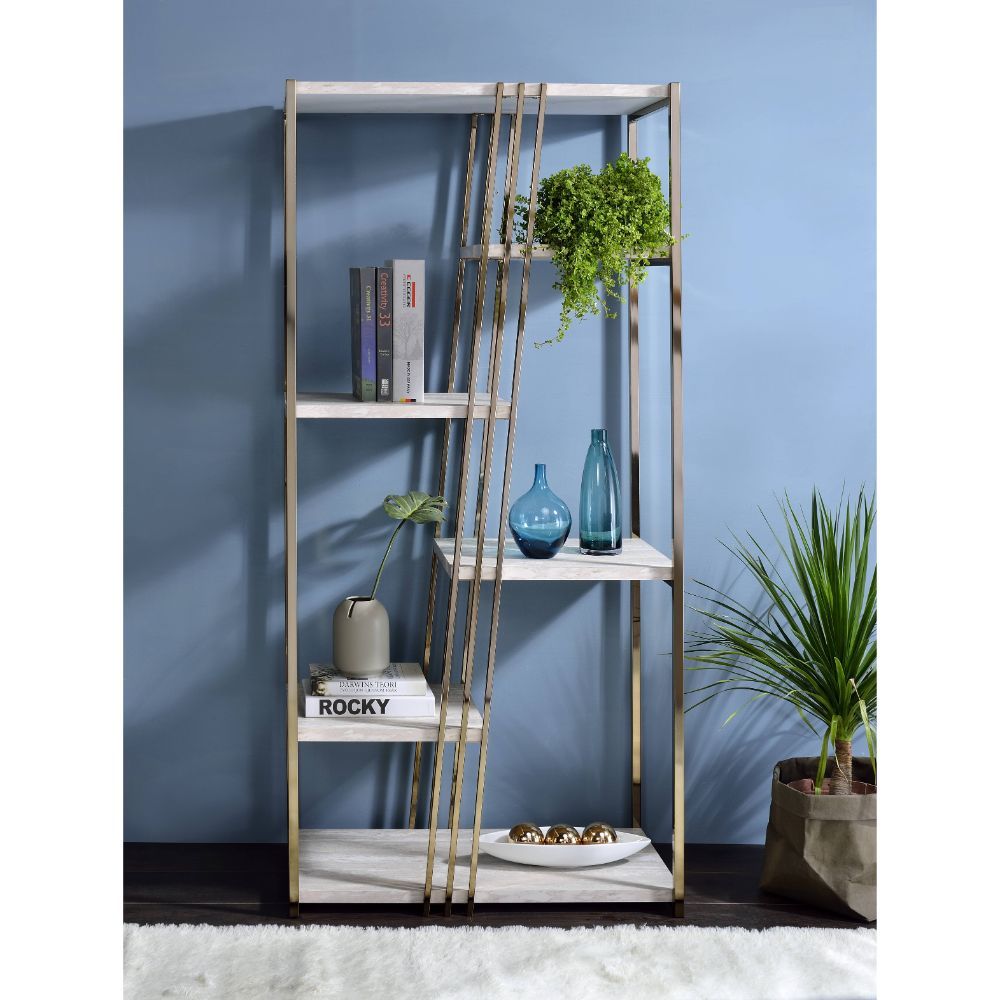 Tanan - Bookshelf - White & Champagne