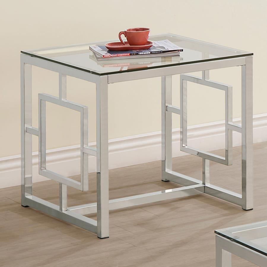 Merced - Square Tempered Glass Top End Table - Beige