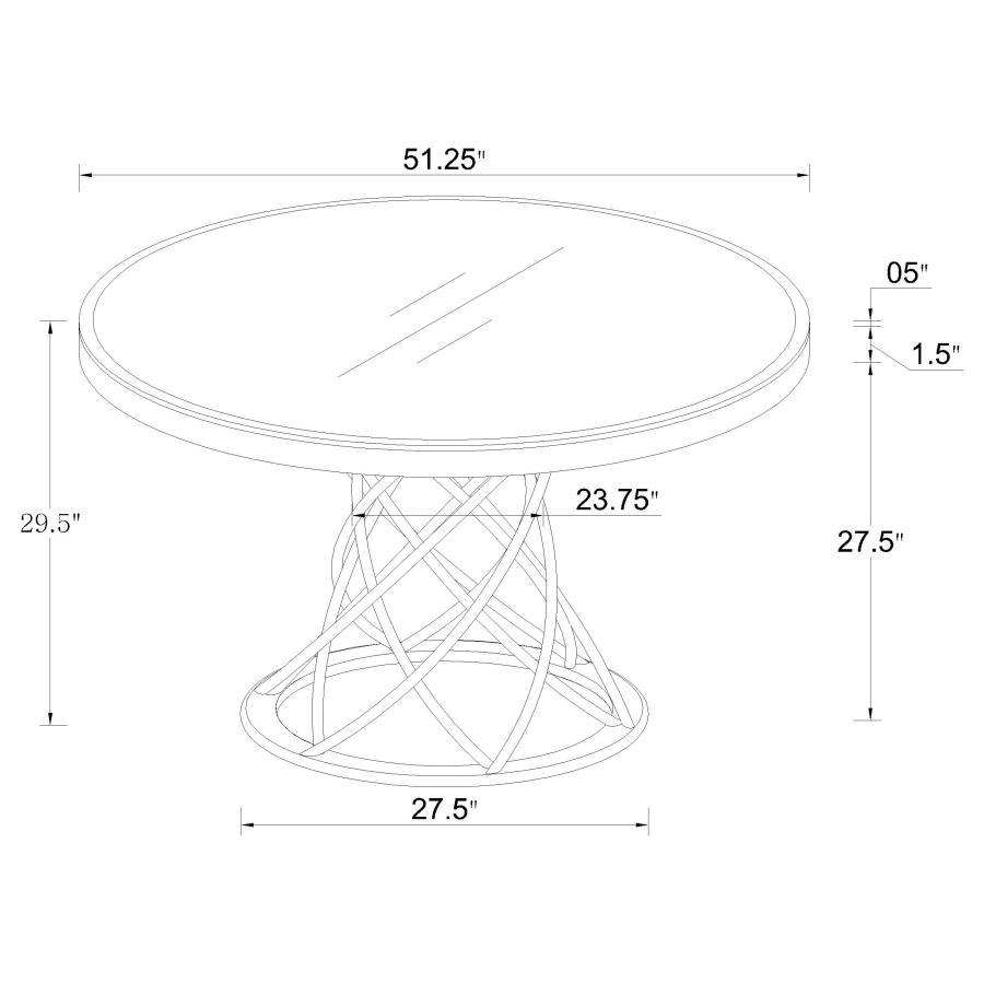 Irene - Round Glass Top Dining Table - Pearl Silver