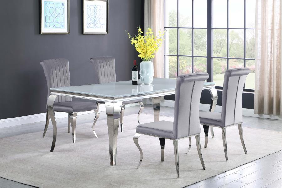 Carone - 5 Piece Dining Room Set - Pearl Silver - Steel